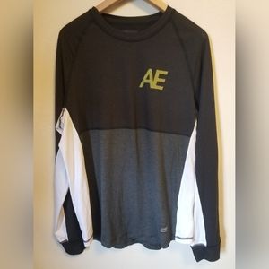 American eagle flex shirt long sleeve gray colorblock athletic mens Large